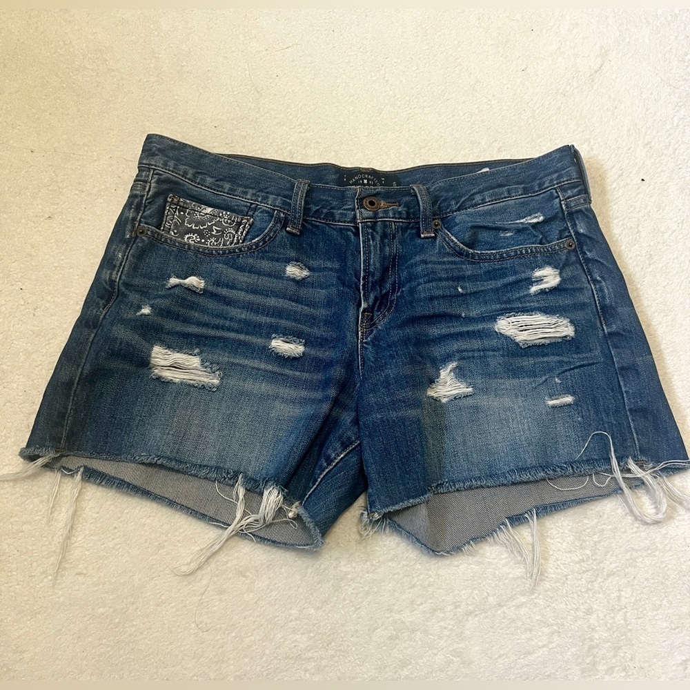 Lucky Brand 'The Cut Off' Paisley Patch Denim Short - Size 8/29 (fits like 34") - Picture 2 of 12